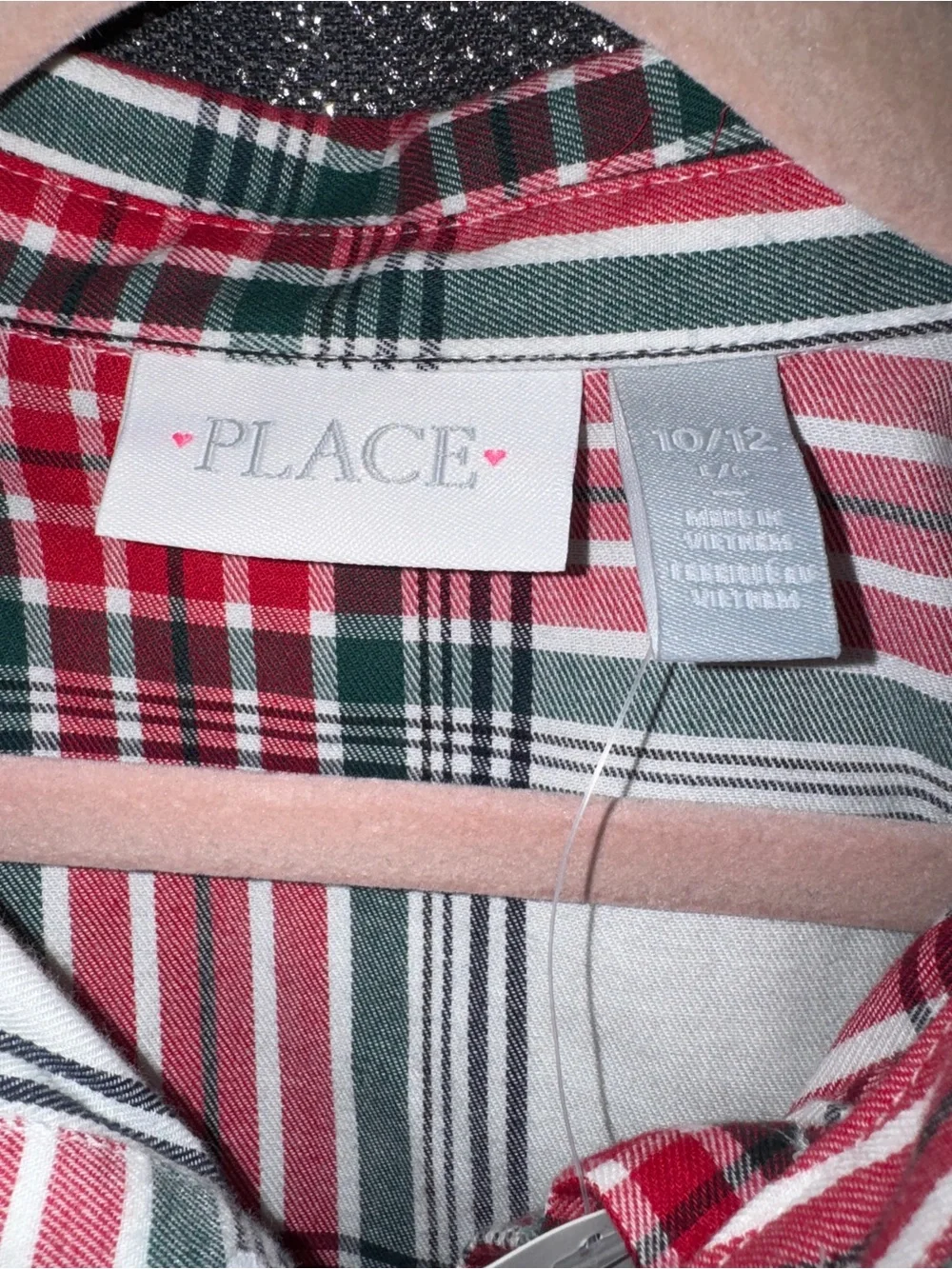 The Children's Place Red Green White Plaid Shirt Dress size 10/12
